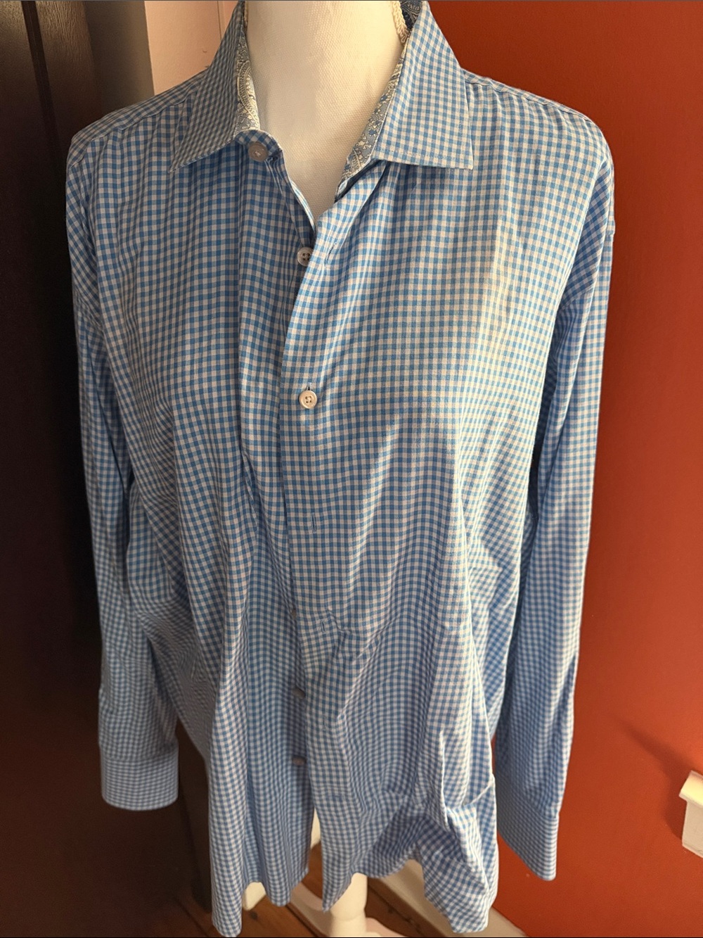 TALLIA Light Blue Gingham Dress Shirt